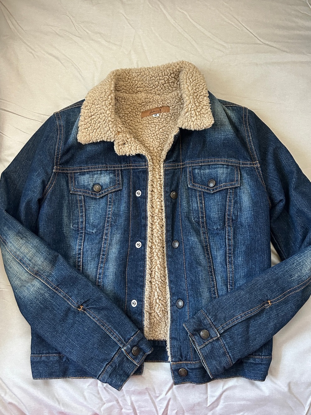 Women Blue Denim Sherpa-Lined Jacket